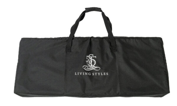 A black bag with the logo of living styles.