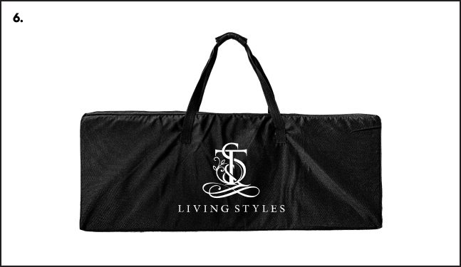 A black bag with the logo of living styles.