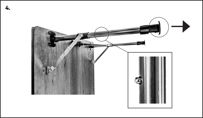 A picture of the side view and location of the pull-down door handle.