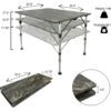 A table with measurements and dimensions of the top.